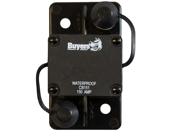 CB151 – BUYERS PROD Circuit Breaker, 150 Amp Plastic Waterproof Black 42 Volt Max Brass Studs Large Frame Automatic R...